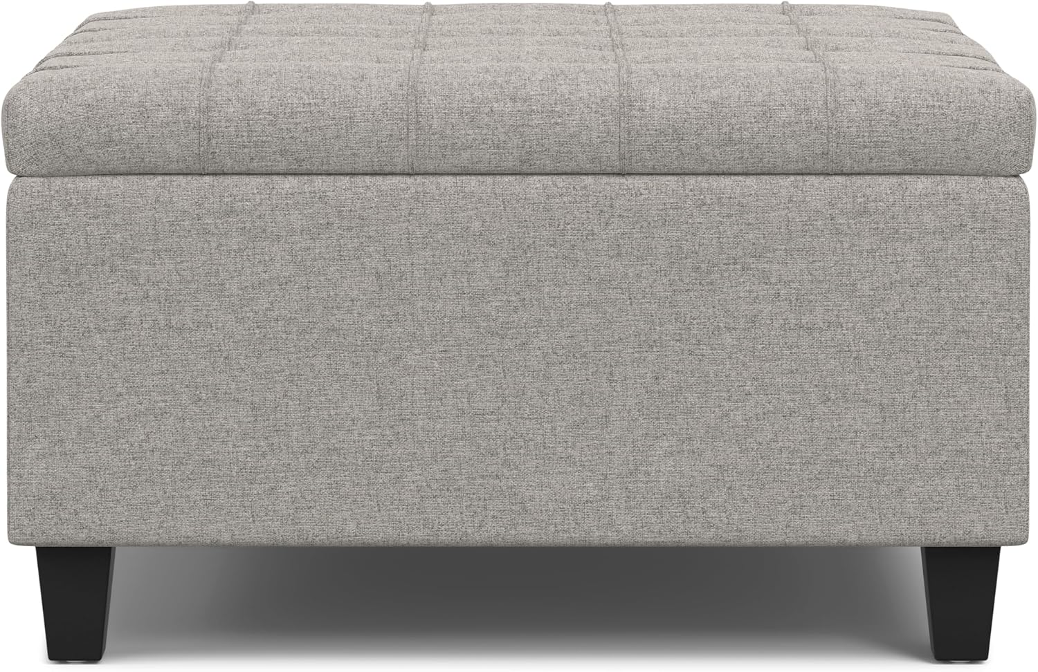 SIMPLIHOME Harrison Small Coffee Table Storage Ottoman - 30 inch Wide Upholstered Linen Look Fabric Square Lift-Top Ottoman in Cloud Grey, Transitional Ottoman for Living Room with Hidden Storage