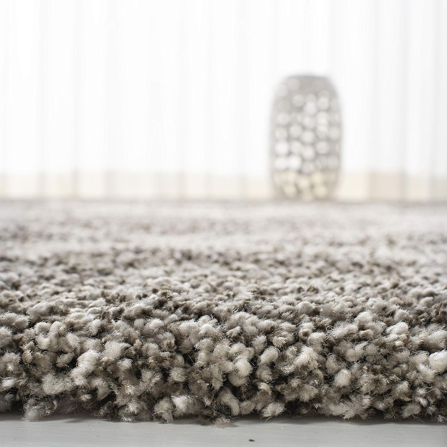 SAFAVIEH Hudson Shag Collection Area Rug - 9' Square, Grey & Ivory, Modern Trellis Design, Non-Shedding & Easy Care, 2-inch Thick Ideal for High Traffic Areas in Living Room, Bedroom (SGH281B)