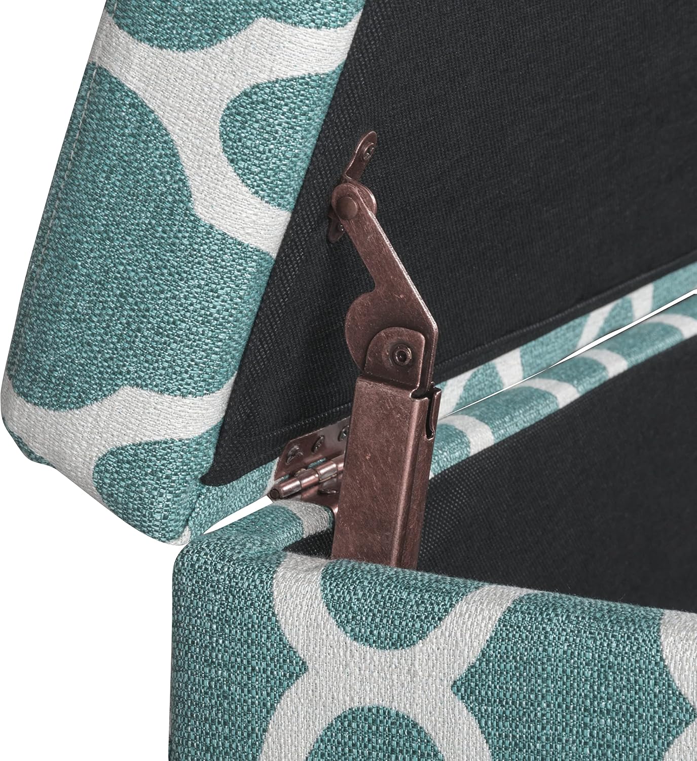 HomePop 36' Storage Ottoman Bench with Hinged Lid - Teal Geometric