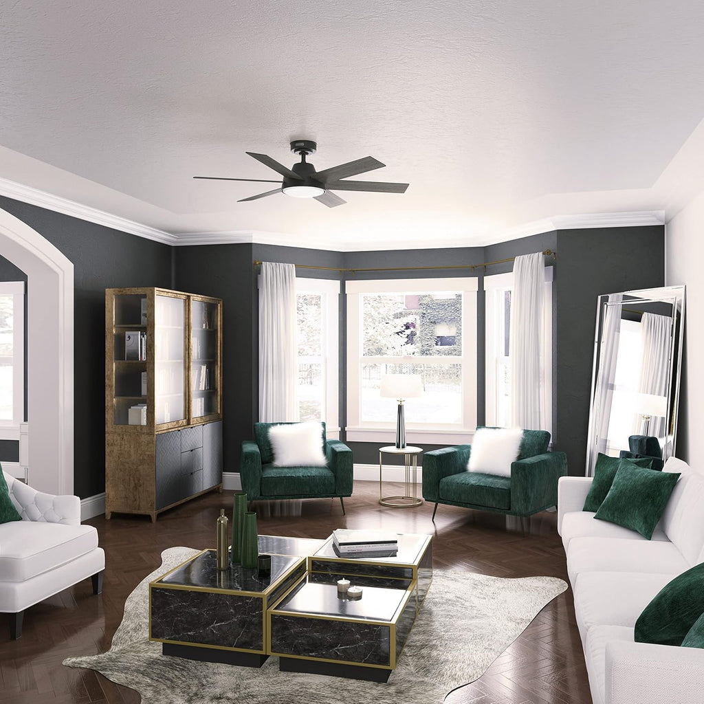 Hunter 52 inch Donatella Matte Black Ceiling Fan with LED Light Kit and Handheld Remote