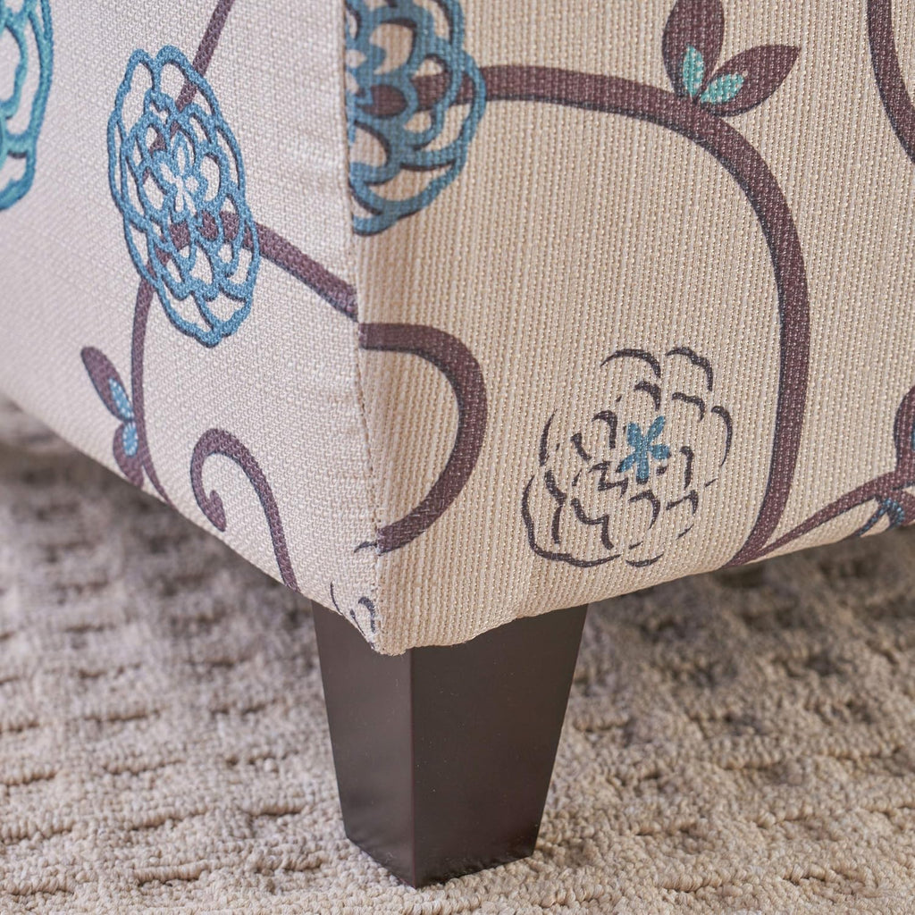 Christopher Knight Home Breanna Fabric Storage Ottoman, White And Blue Floral