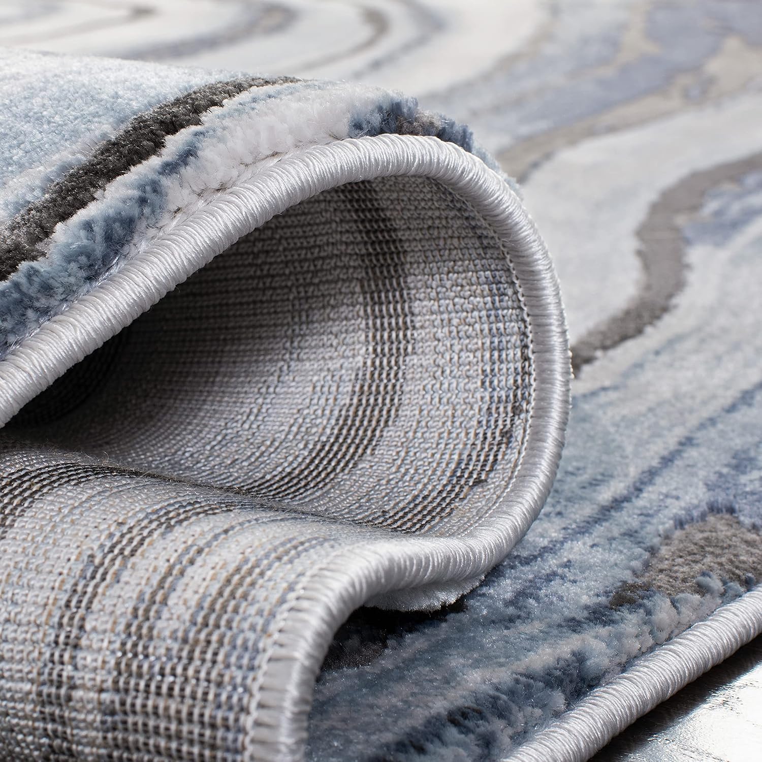 SAFAVIEH Craft Collection Runner Rug - 2'3' x 16', Blue & Grey, Modern Abstract Design, Non-Shedding & Easy Care, Ideal for High Traffic Areas in Living Room, Bedroom (CFT819M)