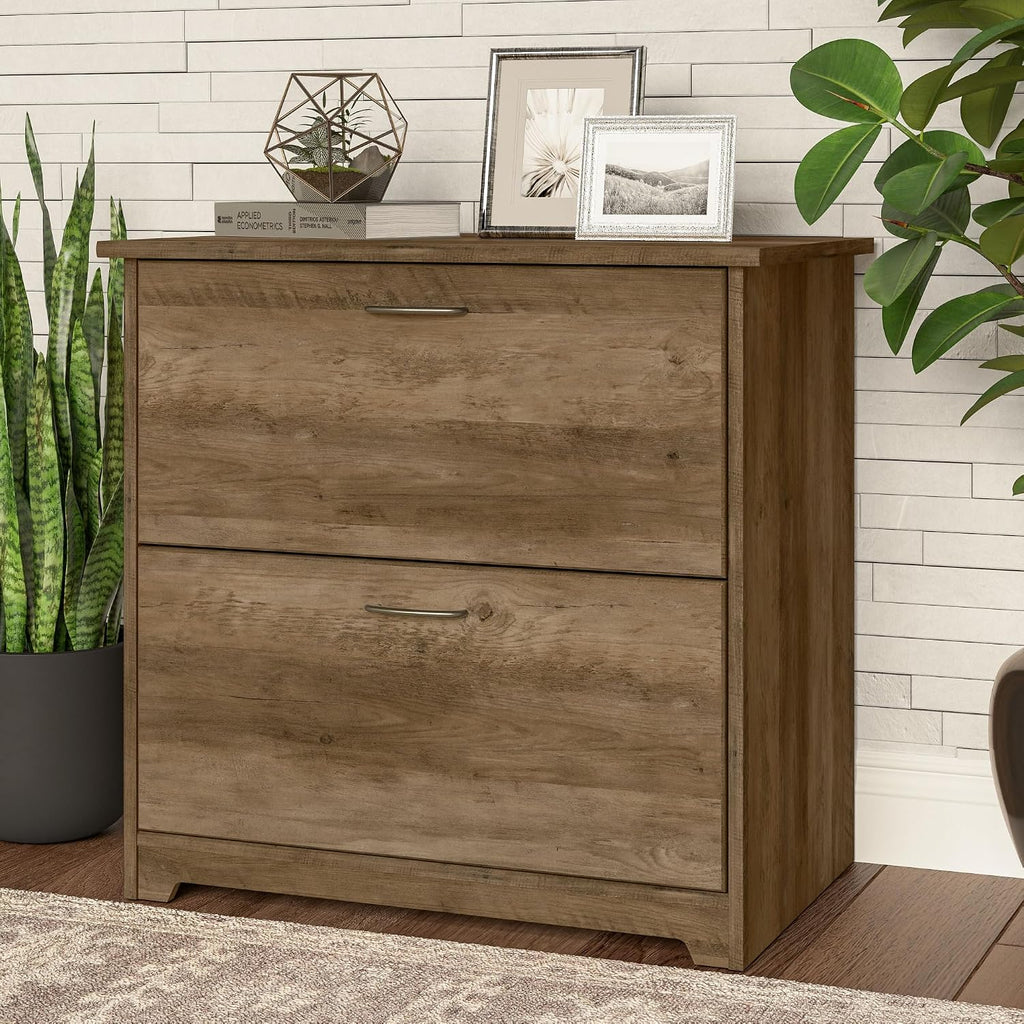 Bush Home Cabot 2 Drawer Lateral File Cabinet in Reclaimed Pine, Home Office Chest for Letter, Legal, and A4-size Document Storage