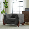 Christopher Knight Home Holly Modern Boucle Fabric Upholstered Club Chair for Living Room, Home Office, Apartment, Relaxing Chair with Removable Cushion and Birch Wood Legs, Dark Gray + Walnut