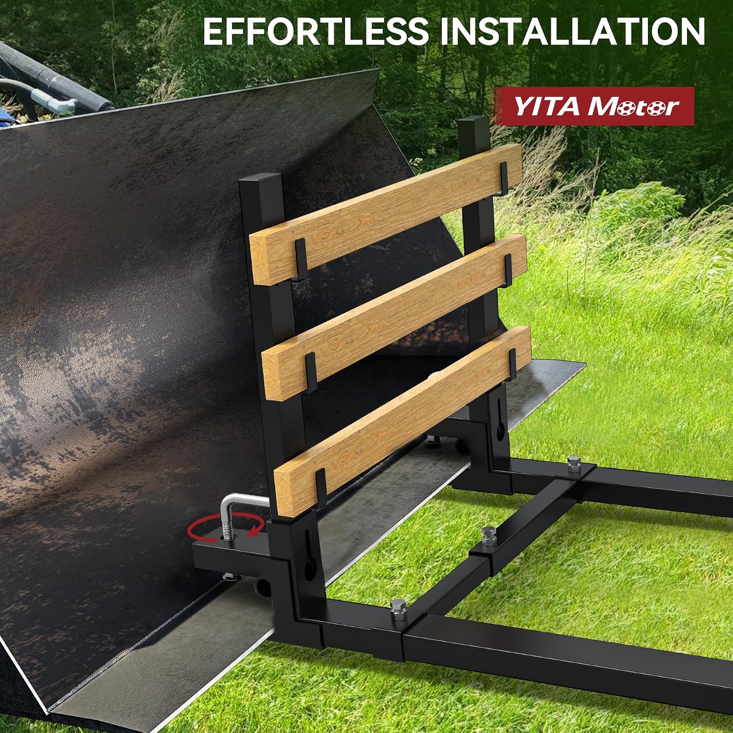 YITAMOTOR 60' Clamp on Pallet Forks, 4000lbs Heavy Duty Quick Attach Tractor Fork with Adjustable Stabilizer Bar & Anti-roll Bar for Bucket Tractor Loader Skid Steer