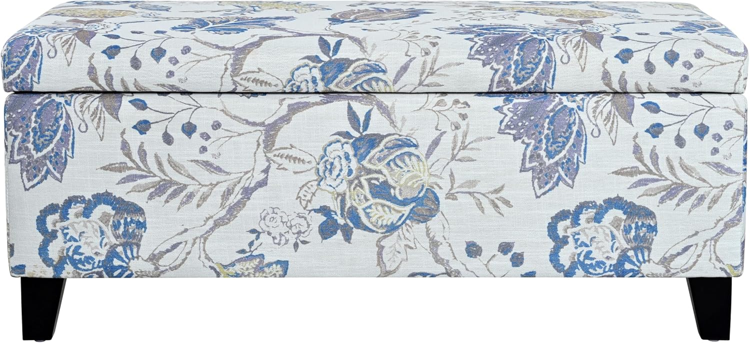 Christopher Knight Home Nesbit Living Room Ottoman with Storage, Entryway Fabric Upholstered Storage Ottoman Bench, Rectangular Sofa Foot Stool, Bedroom End of Bed Bench, Shoe Organizer, Light Blue