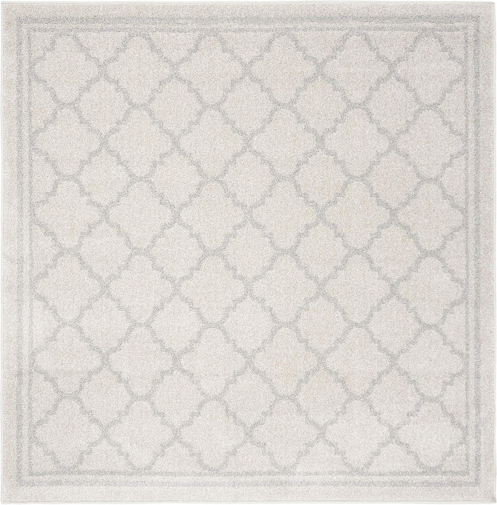 SAFAVIEH Amherst Collection Area Rug - 8' Square, Beige & Light Grey, Moroccan Trellis Design, Non-Shedding & Easy Care, Ideal for High Traffic Areas in Living Room, Bedroom (AMT422E)