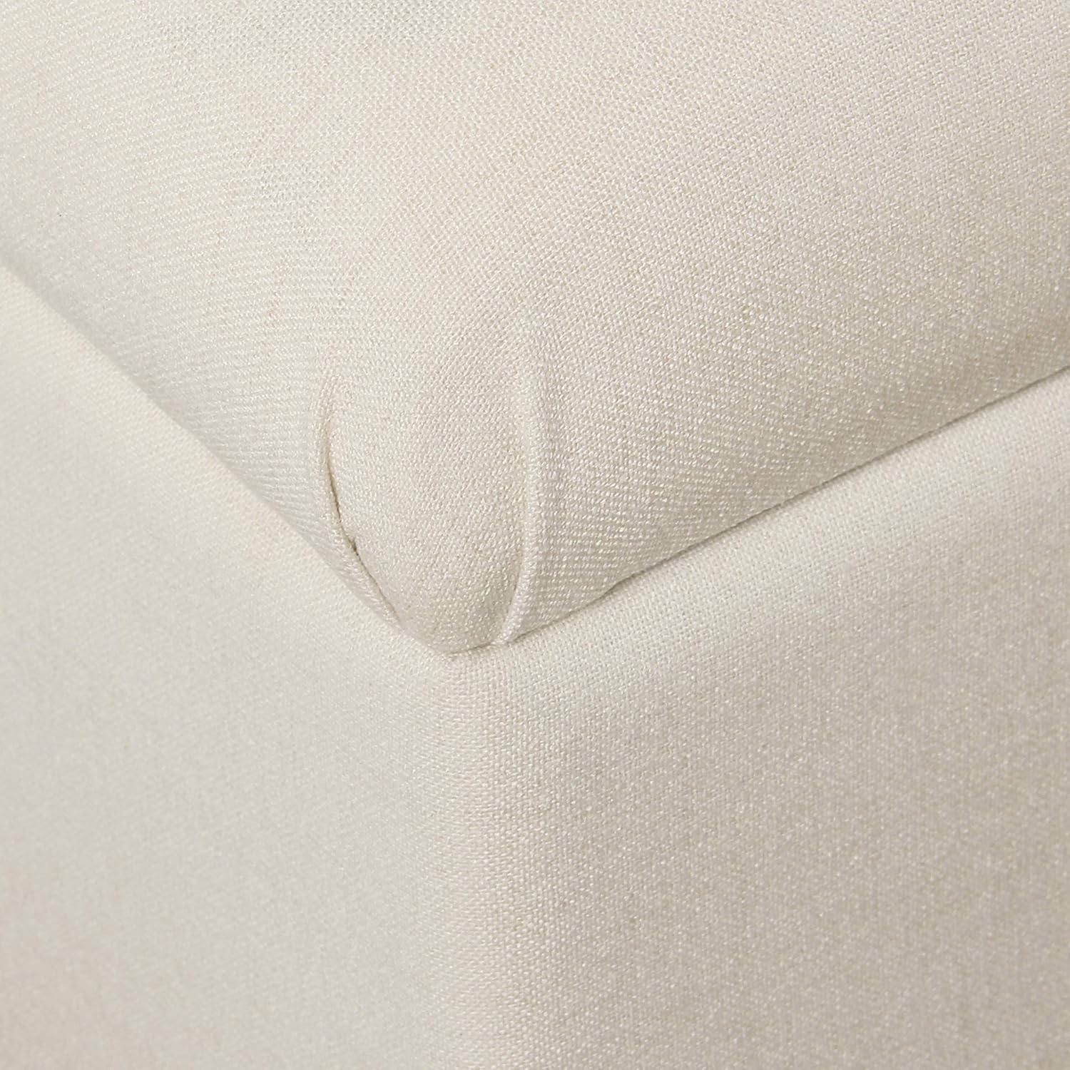 Homepop Home Decor | Tufted Ainsley Button Storage Ottoman Bench with Hinged Lid | Ottoman Bench with Storage for Living Room & Bedroom, Soft Cream, Textured Neutral