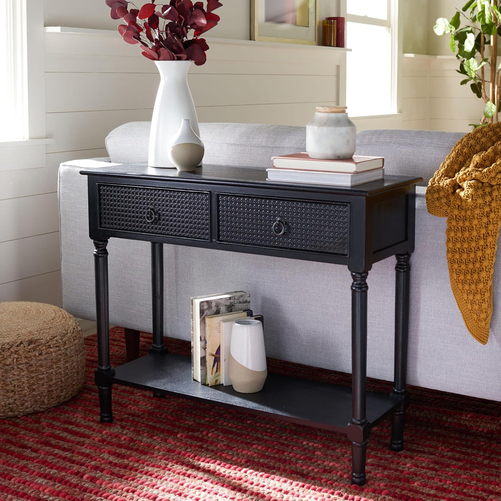 Safavieh Home Collection Haines Black 2-Drawer Bottom Shelf Console Table