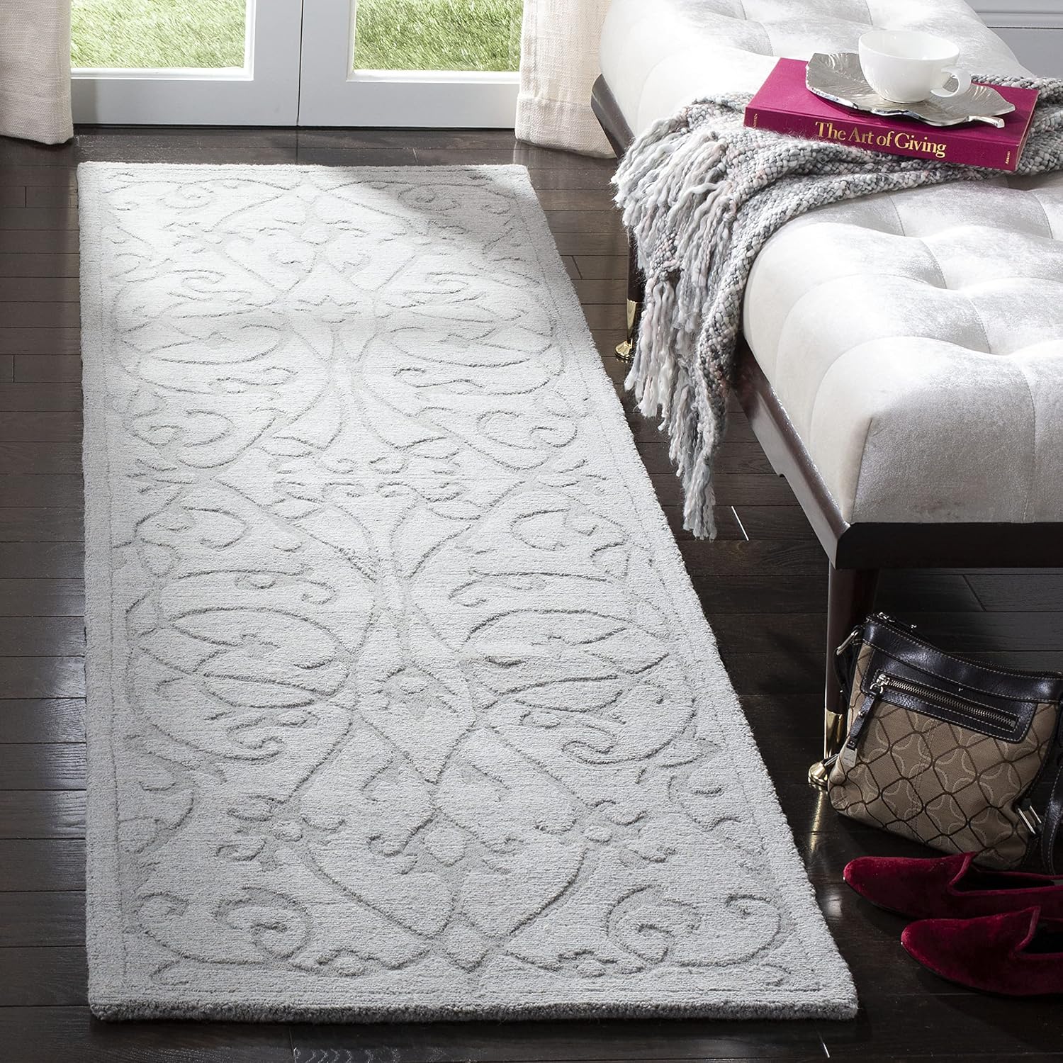 SAFAVIEH Impressions Collection Runner Rug - 2'3' x 12', Grey, Handmade Wool, Ideal for High Traffic Areas in Living Room, Bedroom (IM341B)