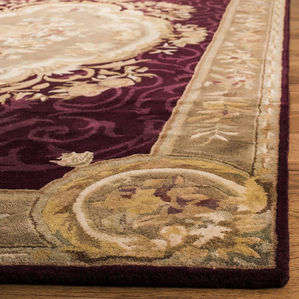 SAFAVIEH Empire Collection Runner Rug - 2'6' x 8', Dark Red & Dark Beige, Handmade Traditional European Wool, Ideal for High Traffic Areas in Living Room, Bedroom (EM414A)