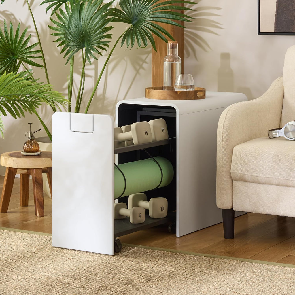 SEI Furniture - Sidekick Sport Equipment Rolling Rack - Transitional Design, White Metal and Wood - Ideal for Bedroom, Living Room (HZ0121)