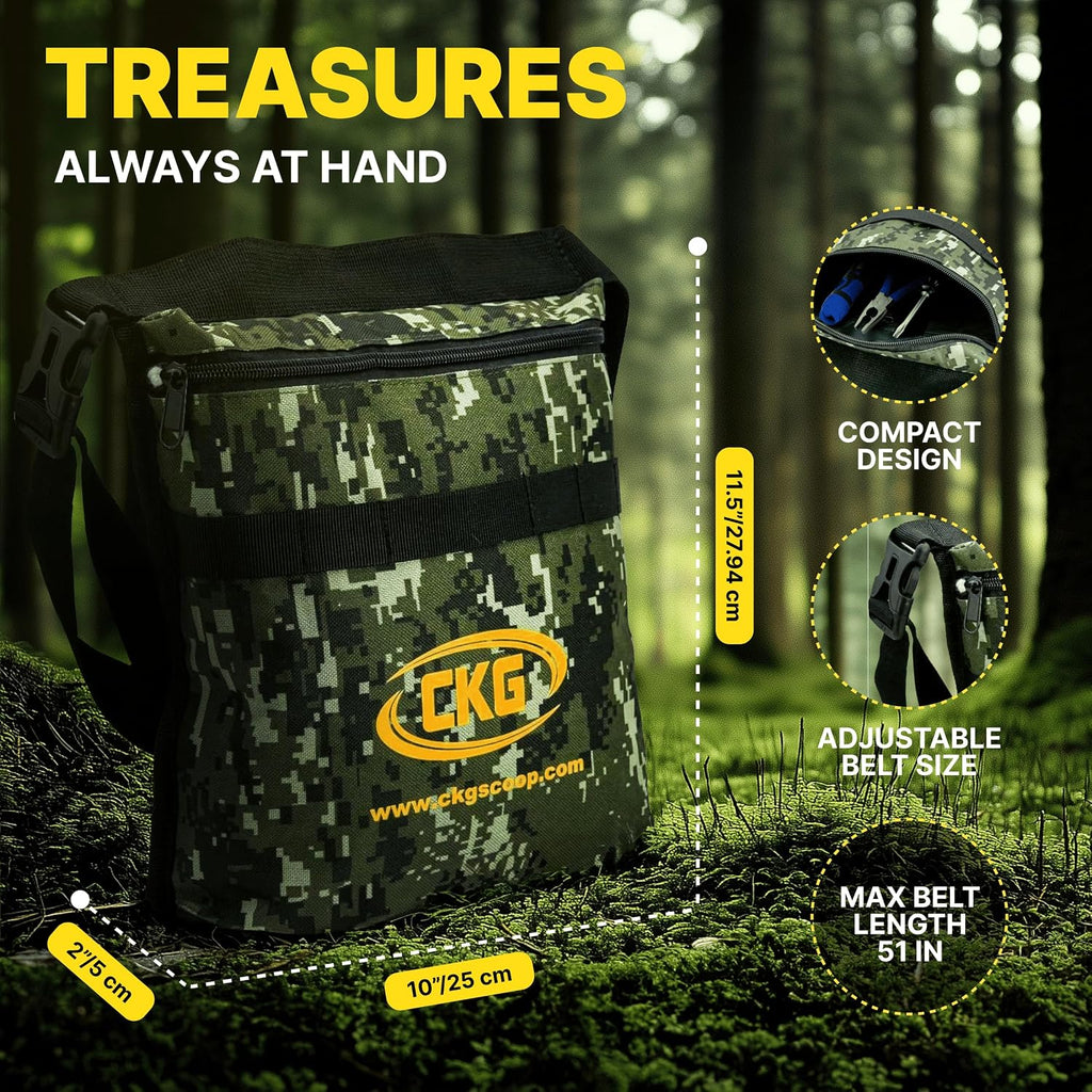 CKG Carbon Metal Detecting Set - Spade Shovel, Hand Shovel Digging Tool, Pouch Bag – Lightweight and Durable Shovels for Digging Treasure Hunting,Set