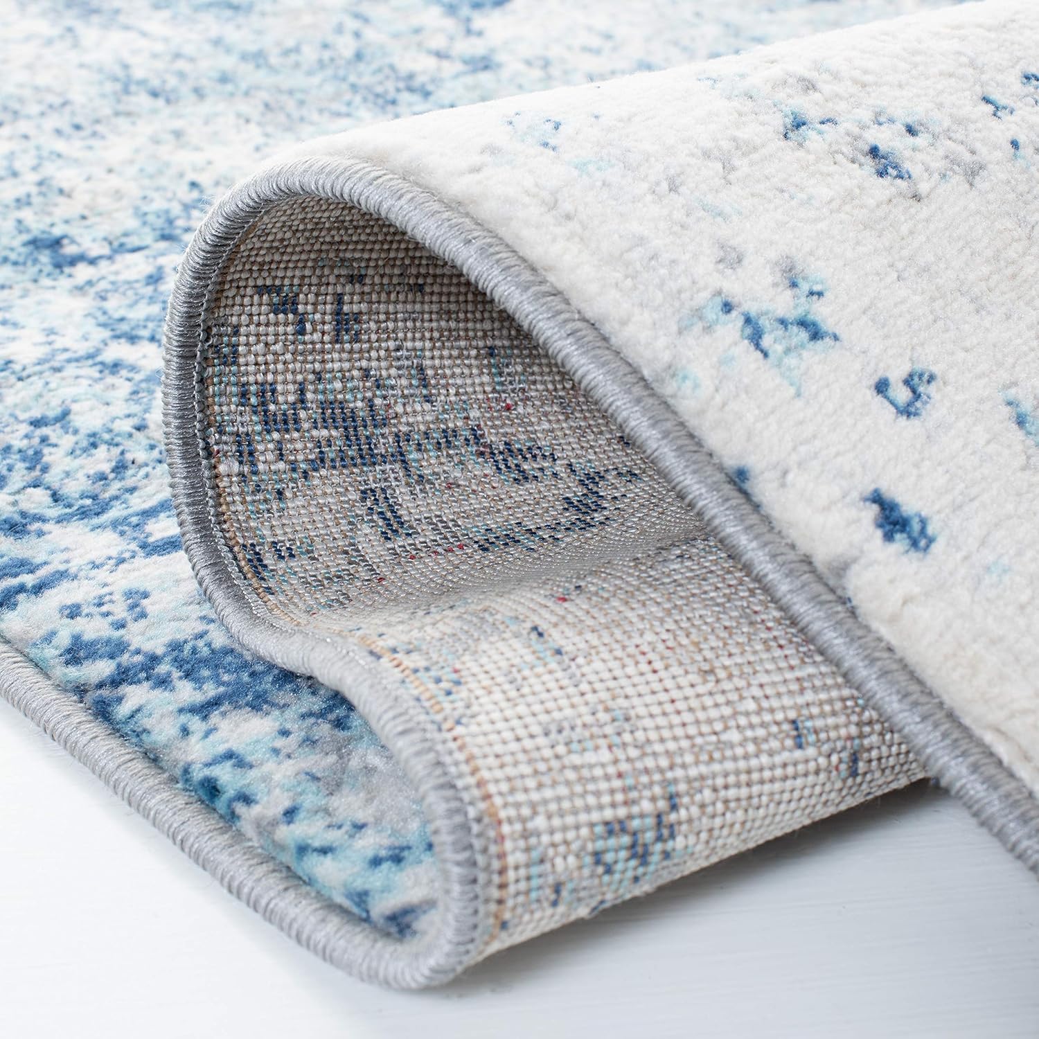 SAFAVIEH Brentwood Collection Accent Rug - 2' x 4', Ivory & Navy, Modern Abstract Design, Non-Shedding & Easy Care, Ideal for High Traffic Areas in Entryway, Living Room, Bedroom (BNT822B)