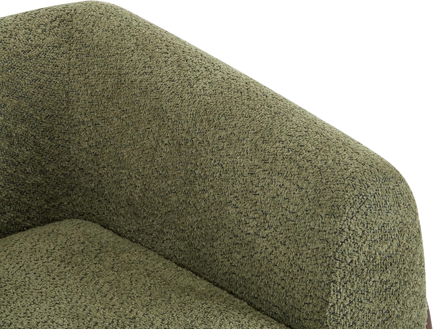Christopher Knight Home Holly Modern Boucle Fabric Upholstered Club Chair for Living Room, Home Office, Apartment, Relaxing Chair with Removable Cushion and Birch Wood Legs, Olive Green+Walnut