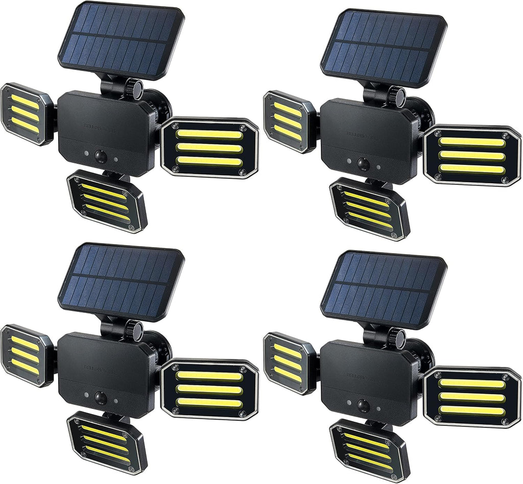 Bionic Floodlight Solar Light Outdoor Waterproof Patio Light Motion Sensor Outdoor Lights w/ Remote Control 3 Heads Wall Lights - Wireless, 50% Brighter-108 COB LED For Lawn, Garden, As Seen On TV