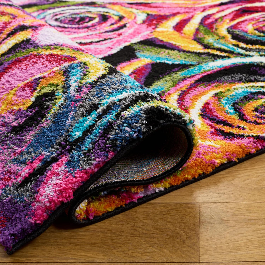 SAFAVIEH Fiesta Shag Collection Area Rug - 9' x 12', Fuchsia & Multi, Rainbow Rose Design, Non-Shedding & Easy Care, 0.5-inch Thick Ideal for High Traffic Areas in Living Room, Bedroom (FSG366B)