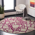 SAFAVIEH Porcello Collection Area Rug - 6'7' Round, Light Grey & Purple, Modern Abstract Design, Non-Shedding & Easy Care, Ideal for High Traffic Areas in Living Room, Bedroom (PRL7737B)