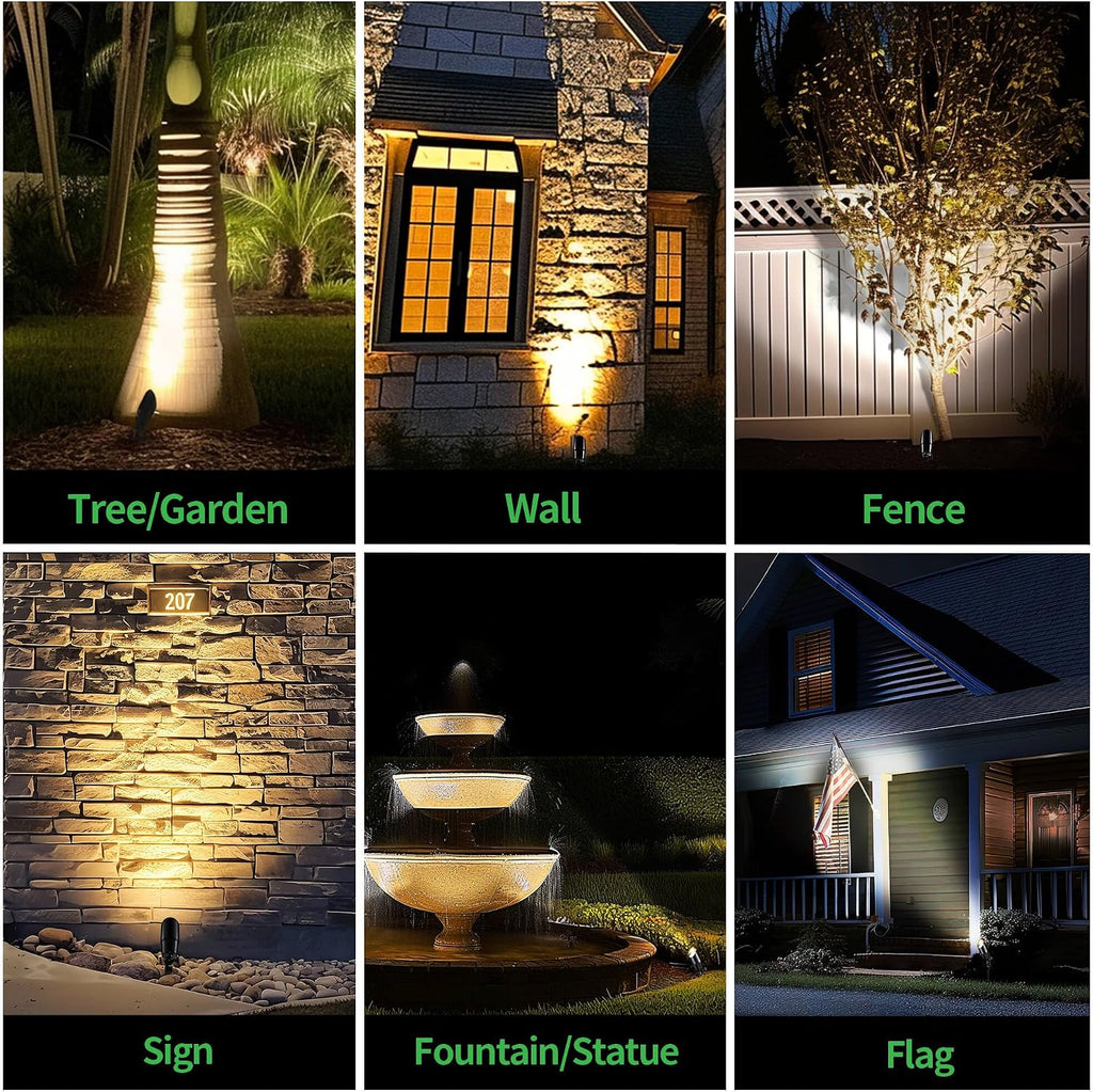 12V Outdoor Spotlight, Black Low Voltage LED Landscape Light, Waterproof Aluminum Wired Light for Patio Yard House Lighting with 5W MR16 Bulb 4000K 6 Pack