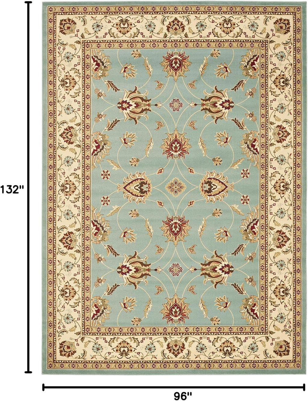 SAFAVIEH Lyndhurst Collection Area Rug - 8' x 11', Blue & Ivory, Traditional Oriental Design, Non-Shedding & Easy Care, Ideal for High Traffic Areas in Living Room, Bedroom (LNH553-6512)