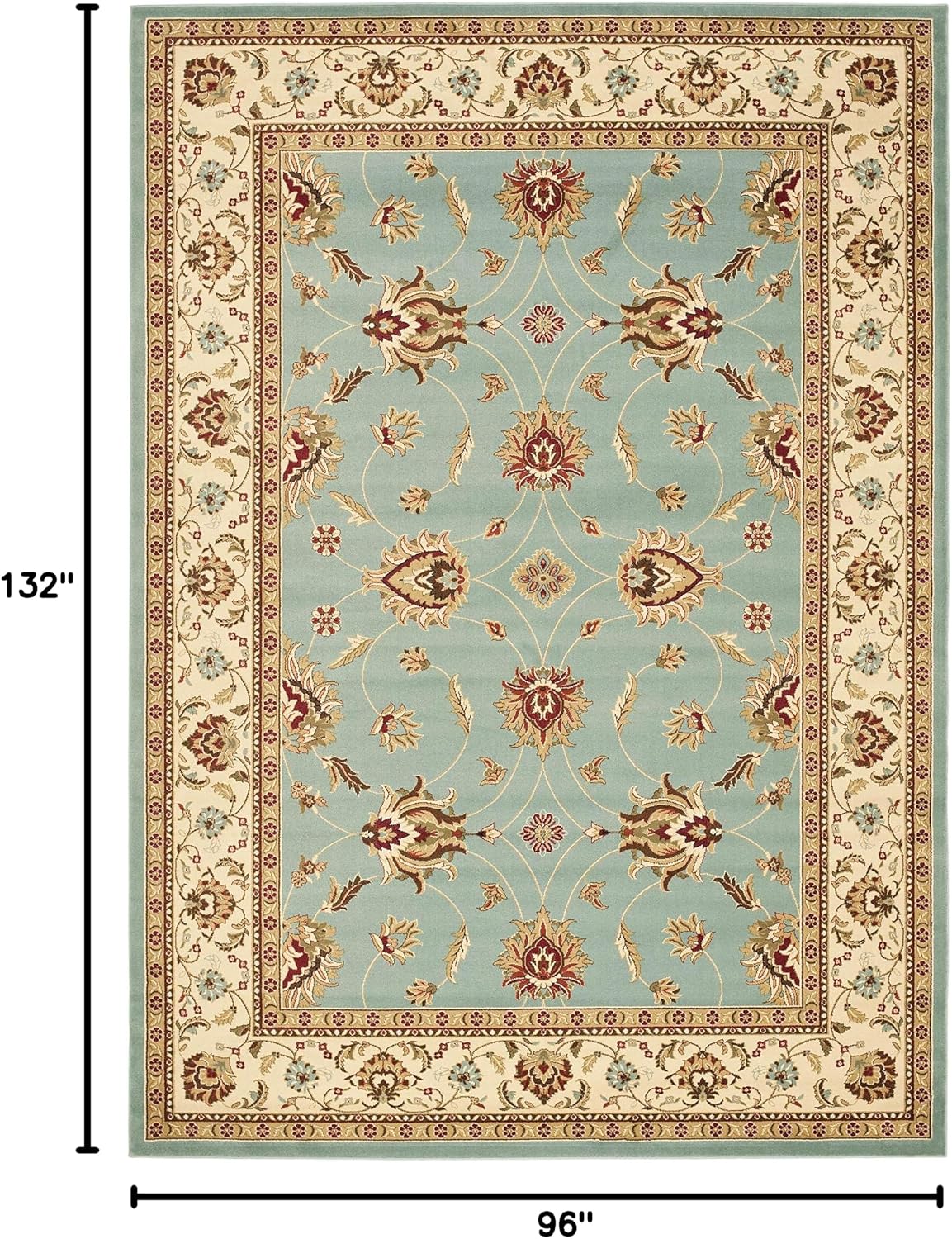 SAFAVIEH Lyndhurst Collection Area Rug - 8' x 11', Blue & Ivory, Traditional Oriental Design, Non-Shedding & Easy Care, Ideal for High Traffic Areas in Living Room, Bedroom (LNH553-6512)