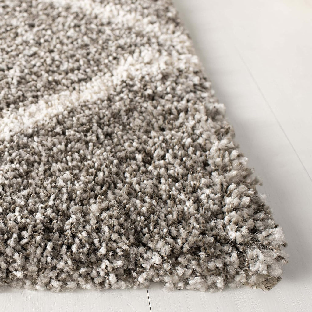 SAFAVIEH Hudson Shag Collection Area Rug - 9' Square, Grey & Ivory, Modern Trellis Design, Non-Shedding & Easy Care, 2-inch Thick Ideal for High Traffic Areas in Living Room, Bedroom (SGH281B)
