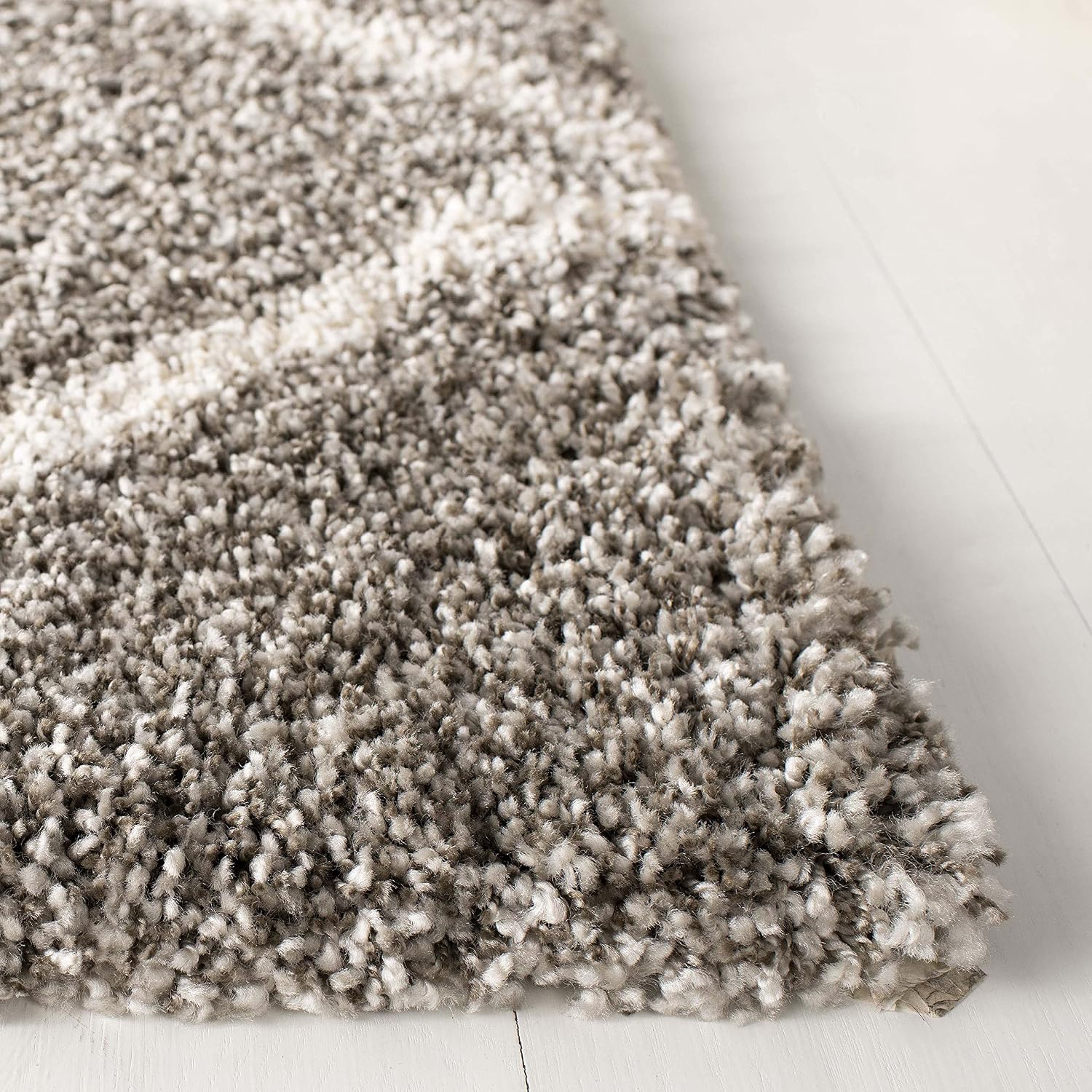 SAFAVIEH Hudson Shag Collection Area Rug - 9' Square, Grey & Ivory, Modern Trellis Design, Non-Shedding & Easy Care, 2-inch Thick Ideal for High Traffic Areas in Living Room, Bedroom (SGH281B)