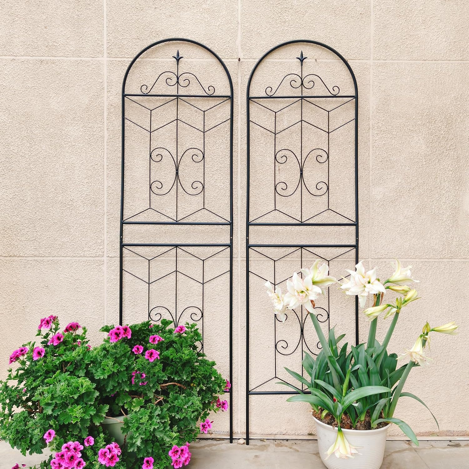 71-Inch Tall Rust-Resistant Metal Plant Support Trellis Panel Set for Outdoor Climbing Vegetables Flowers Vine Gardens