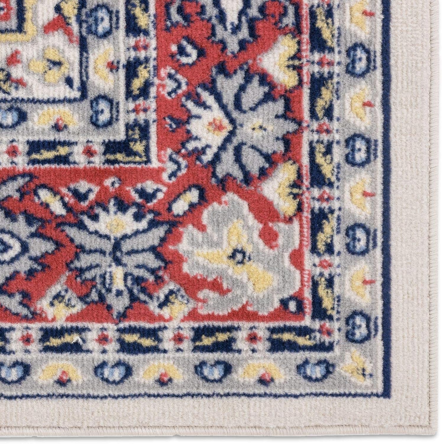 Home Dynamix Premium Sakarya Traditional Medallion Border Area Rug, Ivory/Red, 5'3'x7'5' Rectangle