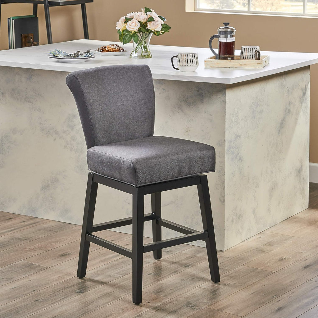 Christopher Knight Home Tracy Fabric Swivel Barstool, 41.25', Dark Charcoal