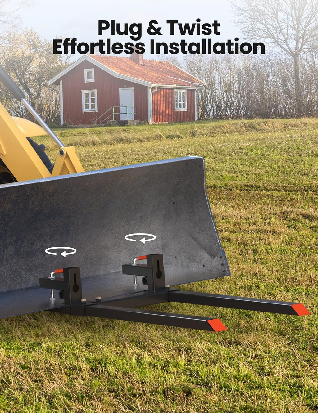 60 in 2000 LBS Clamp on Pallet Forks Heavy Duty Tractor Forks with Adjustable Stabilizer Bar Tractor Bucket Forks for Tractor Attachments, Skid Steer, Loader Bucket