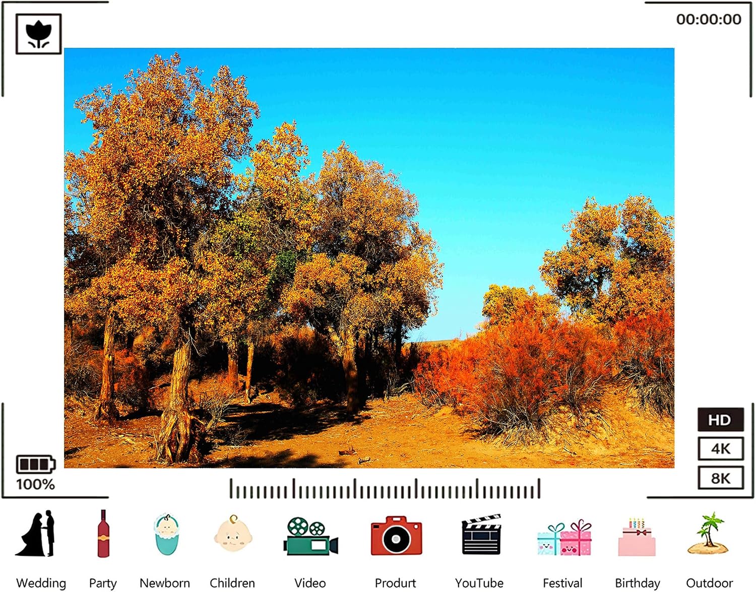 Trykid 20x10ft Golden Poplar Forest Backdrop Red Desert Bush Clear Blue Sky Wild Scenery Photography Background Autumn Travel Party Decoration Photo Booth Prop Fabric