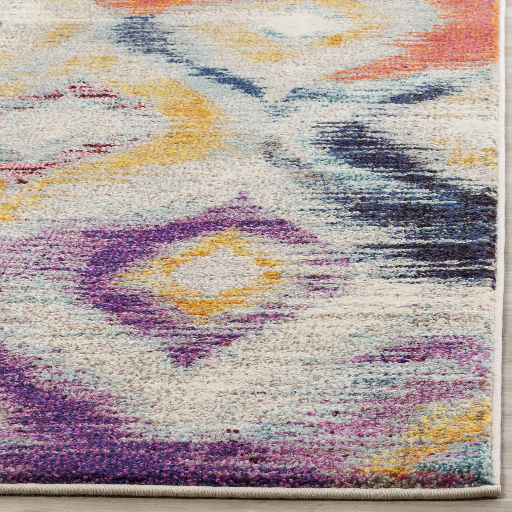 SAFAVIEH Monaco Collection Area Rug - 9' x 12', Multi, Ogee Trellis Watercolor Distressed Design, Non-Shedding & Easy Care, Ideal for High Traffic Areas in Living Room, Bedroom (MNC242F)