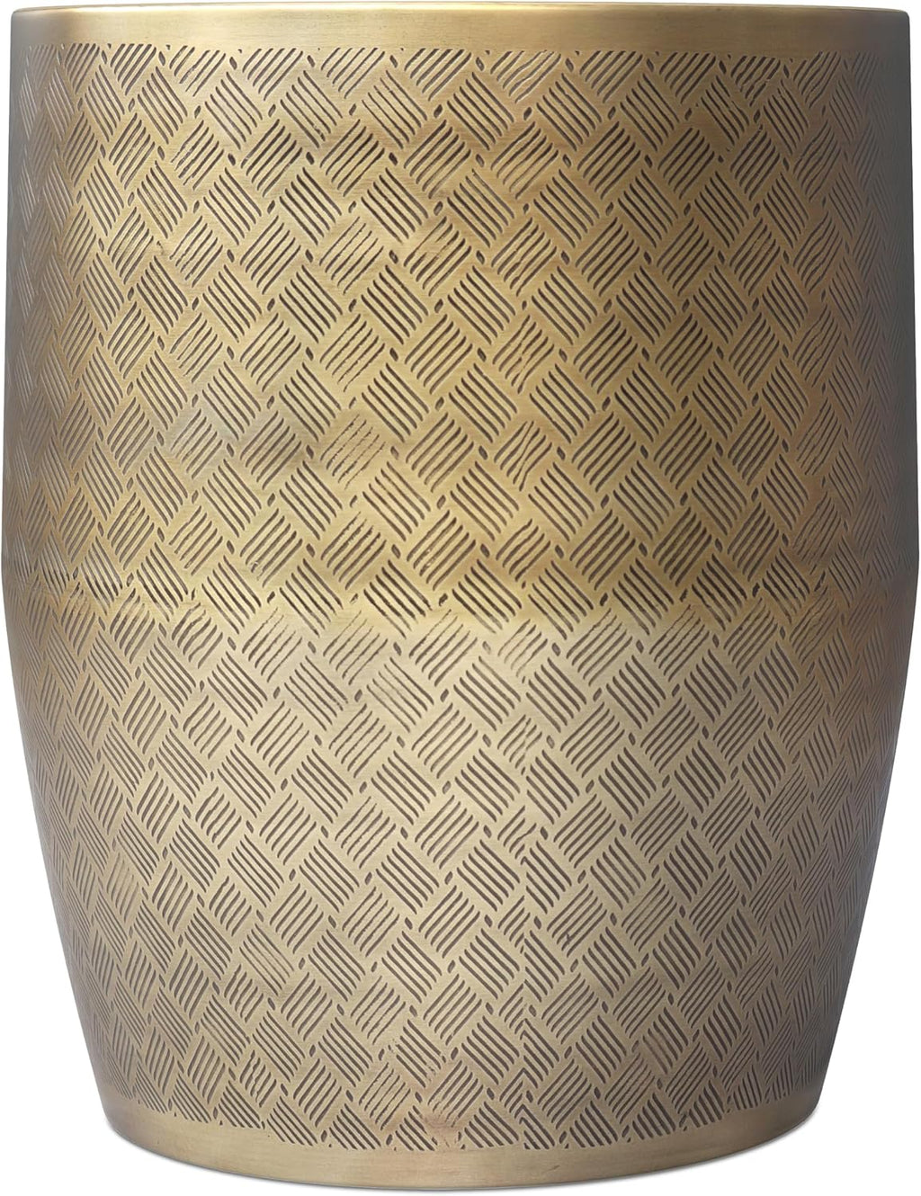 SIMPLIHOME Johnsen Metal Table - 18 inch Wide Solid Iron Round Accent Table in Antique Gold, Boho Side or End Table for Living Room or Family Room with Etched Cross Hatch Pattern, Assembled