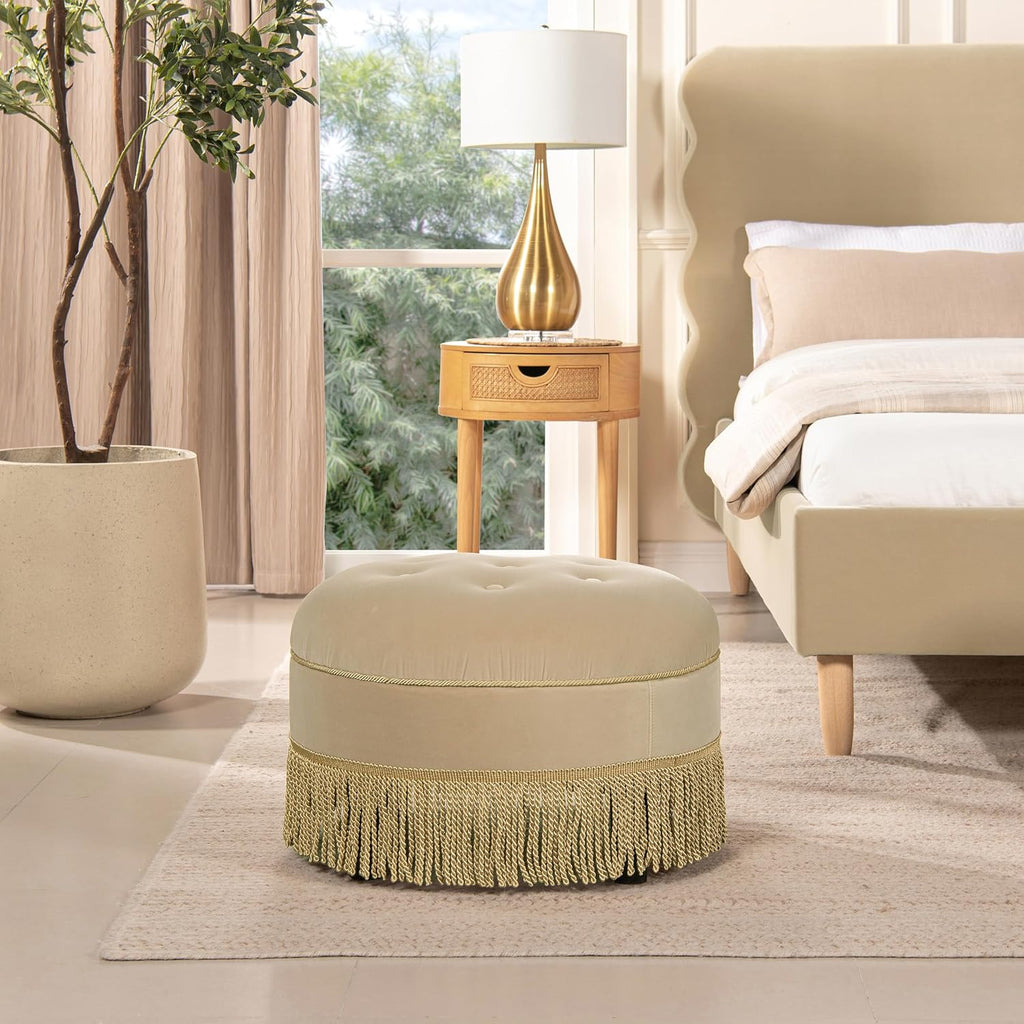 Jennifer Taylor Home Yolanda 24' Round Upholstered Accent Ottoman