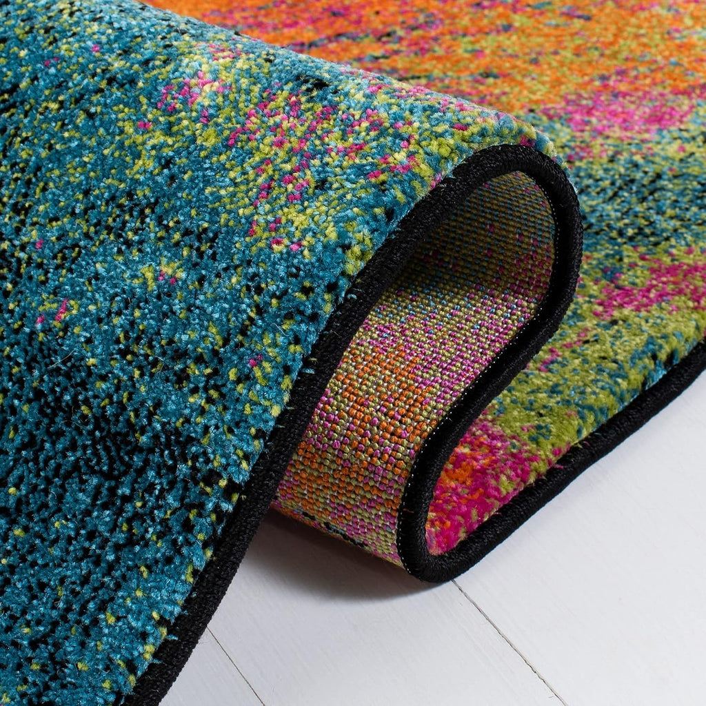 SAFAVIEH Galaxy Collection Area Rug - 5'3' x 7'6', Blue & Orange, Modern Abstract Design, Non-Shedding & Easy Care, Ideal for High Traffic Areas in Living Room, Bedroom (GAL117N)