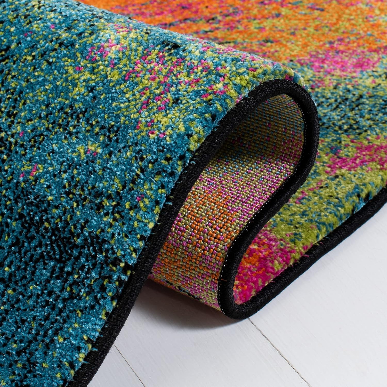 SAFAVIEH Galaxy Collection Area Rug - 5'3' x 7'6', Blue & Orange, Modern Abstract Design, Non-Shedding & Easy Care, Ideal for High Traffic Areas in Living Room, Bedroom (GAL117N)