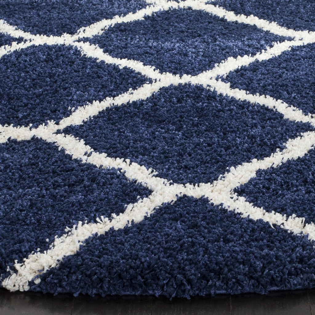 SAFAVIEH Hudson Shag Collection Area Rug - 9' x 12', Navy & Ivory, Moroccan Trellis Design, Non-Shedding & Easy Care, 2-inch Thick Ideal for High Traffic Areas in Living Room, Bedroom (SGH283C)