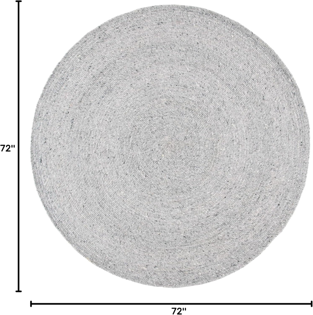 SAFAVIEH Braided Collection Area Rug - 6' Round, Grey, Handmade Country Cottage Reversible Wool, Ideal for High Traffic Areas in Living Room, Bedroom (BRD901F)