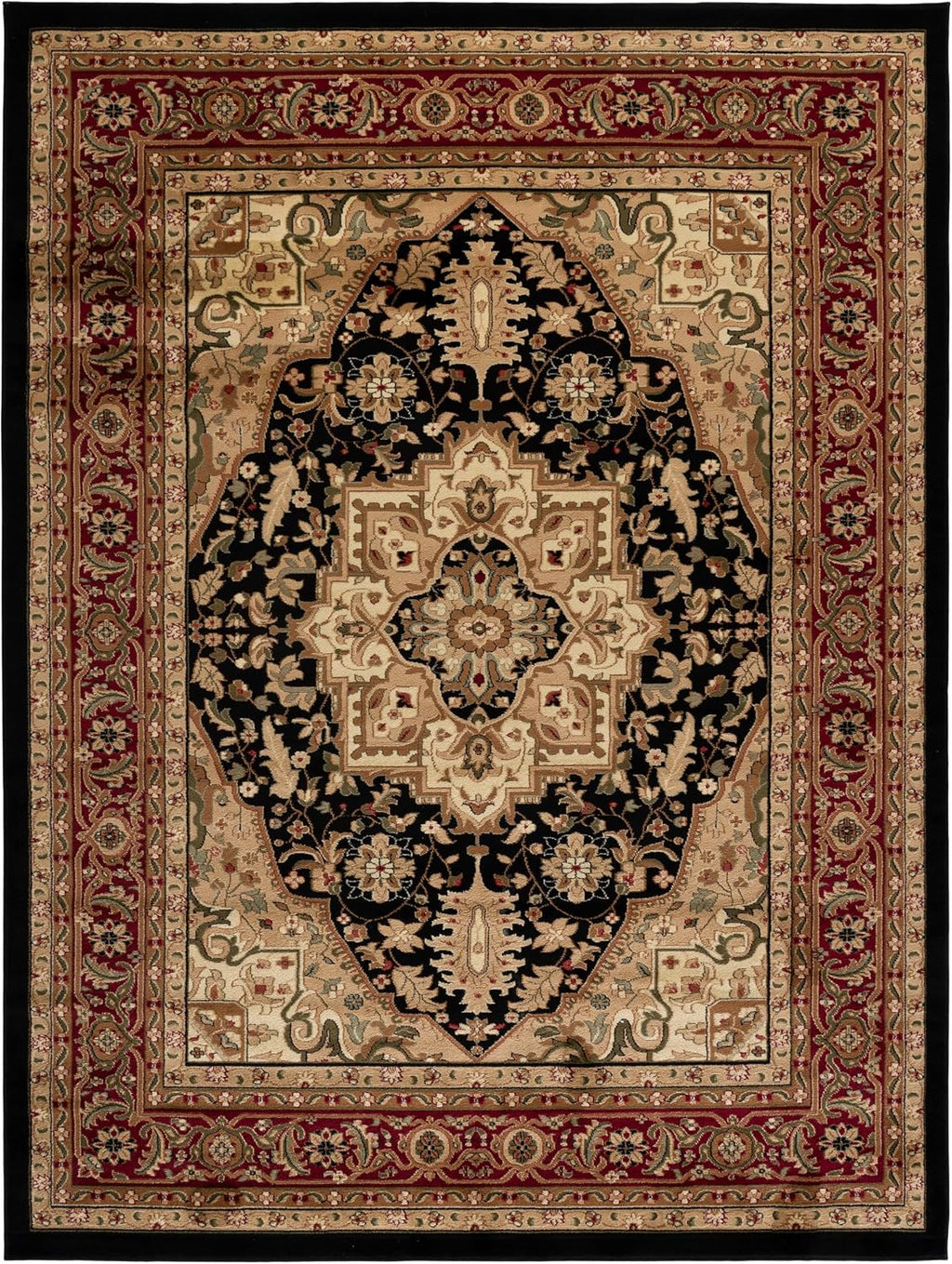 SAFAVIEH Lyndhurst Collection Area Rug - 8' x 10', Black & Red, Traditional Oriental Design, Non-Shedding & Easy Care, Ideal for High Traffic Areas in Living Room, Bedroom (LNH330Y)