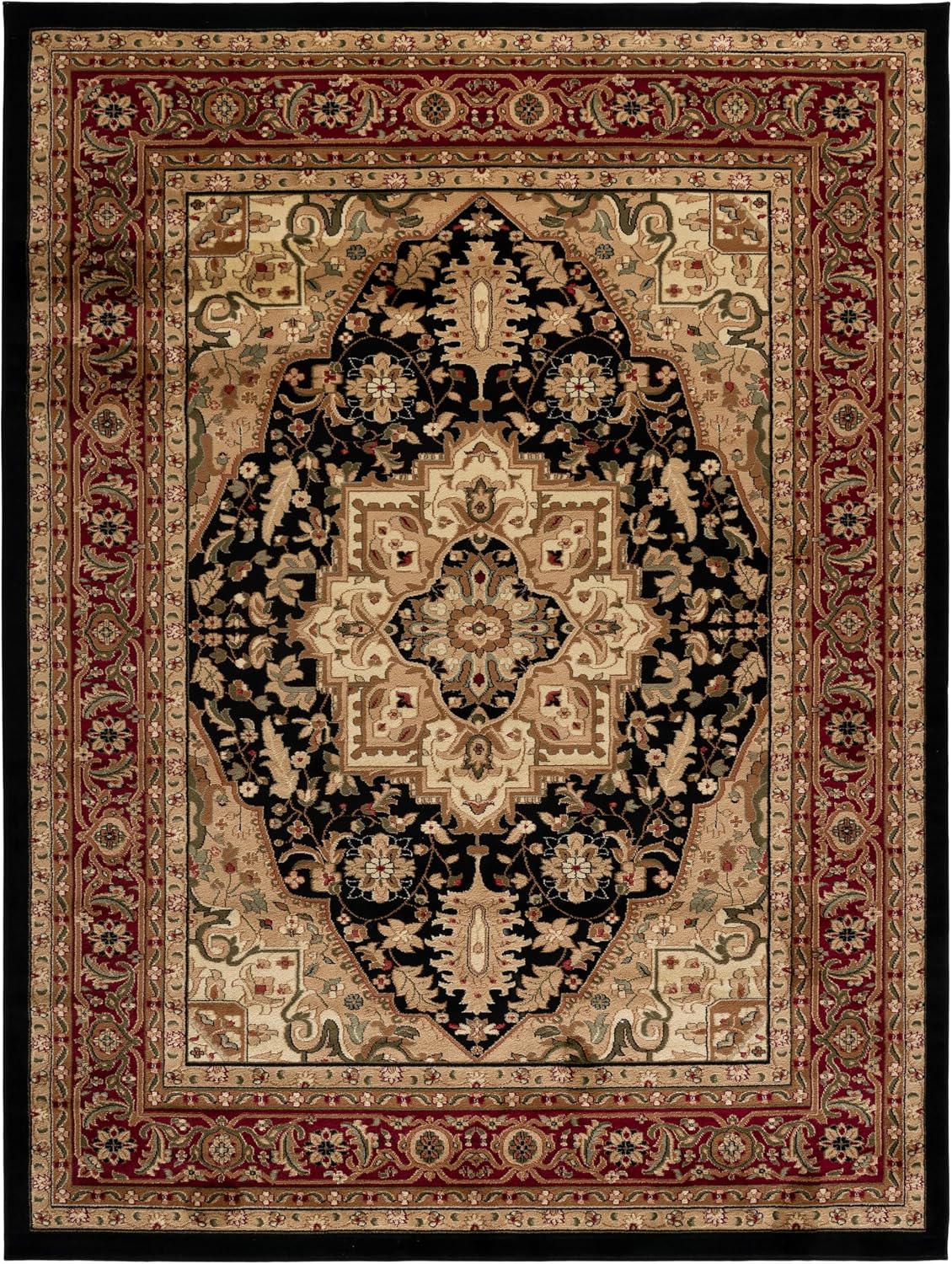 SAFAVIEH Lyndhurst Collection Area Rug - 8' x 10', Black & Red, Traditional Oriental Design, Non-Shedding & Easy Care, Ideal for High Traffic Areas in Living Room, Bedroom (LNH330Y)