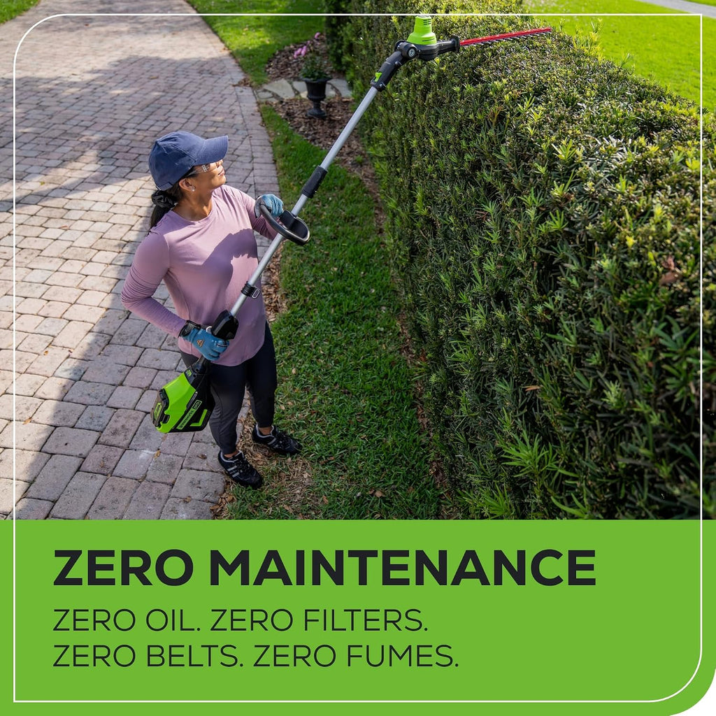 Greenworks 60V 20' Brushless Cordless Battery Powered Pole Hedge Trimmer, 2.0Ah Battery and Charger Included