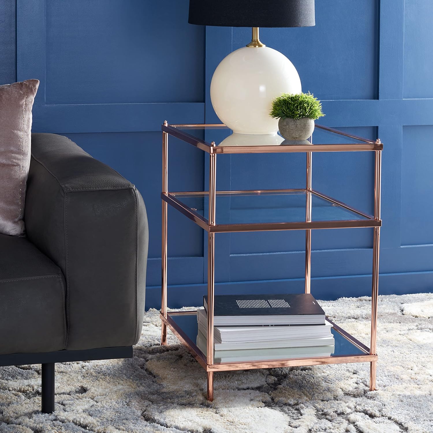 Safavieh Home Collection ACC6203 Accent Table, Rose Gold/Glass