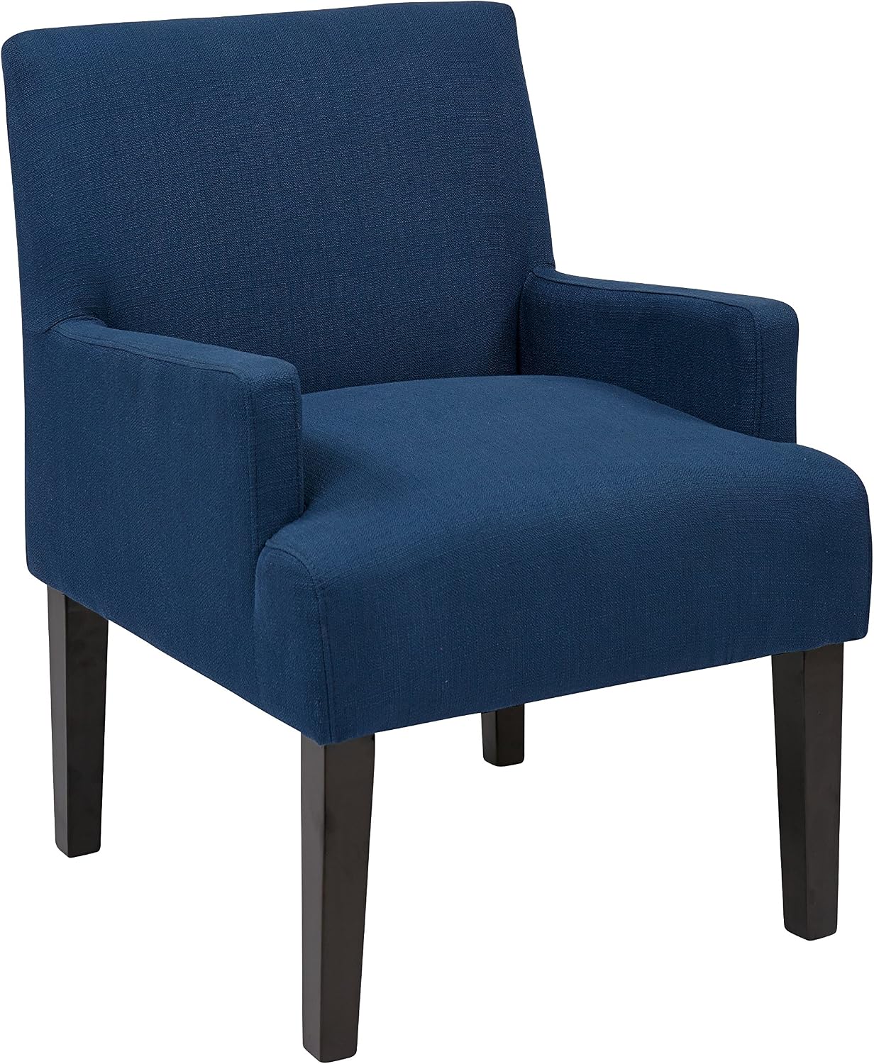 OSP Home Furnishings Main Street Upholstered Guest Chair with Espresso Finish Accents, Woven Indigo Fabric