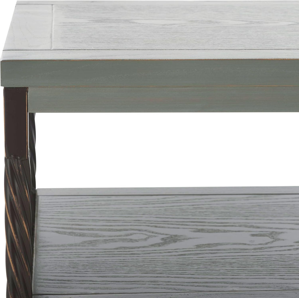 SAFAVIEH Home Collection – Joshua Ash Grey 3-Drawer Console Table with Shelf, Wicker Front Storage Drawers, Farmhouse-Inspired Accent Console for Entryway or Living Room (AMH6532B)