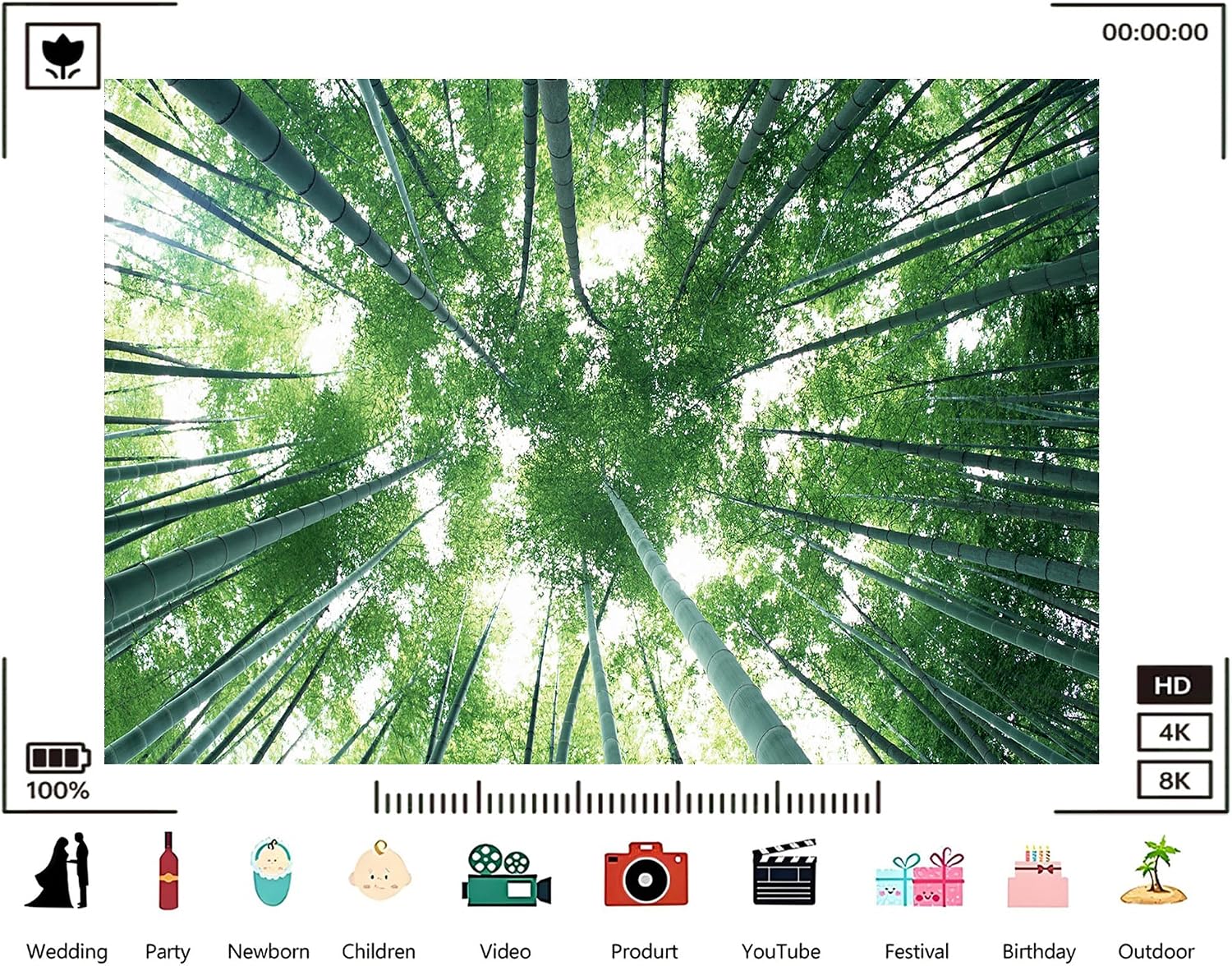 Trykid 20x10ft Green Bamboo Forest Backdrop Upward Sky View Tall Bamboo Pole Jungle Scenery Photography Background Natural Theme Party Decoration Photo Booth Prop Fabric