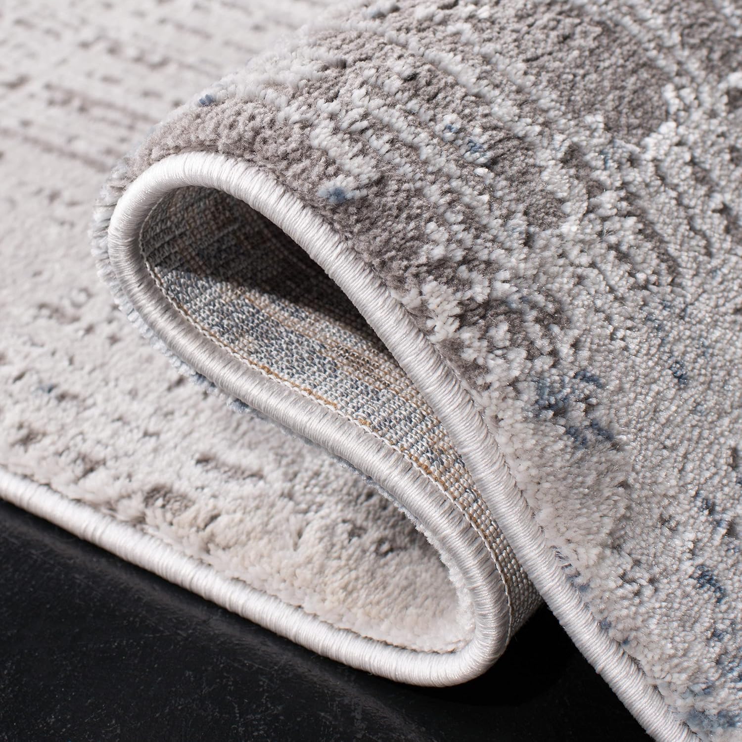SAFAVIEH Craft Collection Runner Rug - 2'3' x 16', Grey & Blue, Modern Abstract Design, Non-Shedding & Easy Care, Ideal for High Traffic Areas in Living Room, Bedroom (CFT874F)