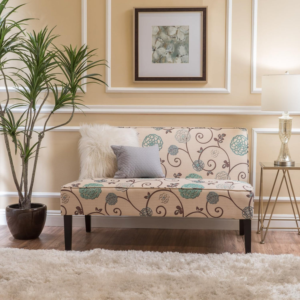 Christopher Knight Home Dejon Fabric Love Seat, White And Blue Floral