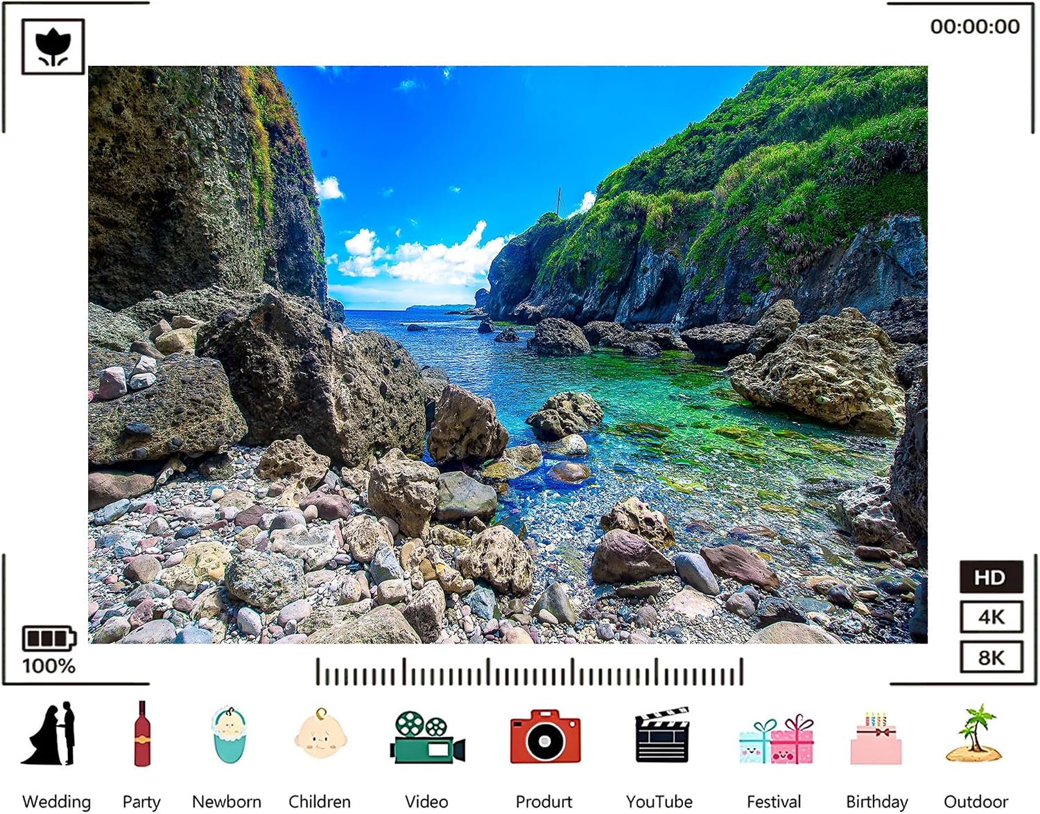 Trykid 20x10ft Clear Cove Rock Backdrop Green Cliff Turquoise Water Photography Background Tropical Adventure Exploration Shoot Tapestry Party Decoration Photo Studio Prop Fabric