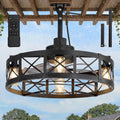 LEDIARY Outdoor Ceiling Fan with Lights for Patios- 22' Waterproof Plug in Gazebo Fan with Remote Control&Timer, 6-Speed Reversible Motor, Hanging Caged Ceiling Fan for Porch, Pergola